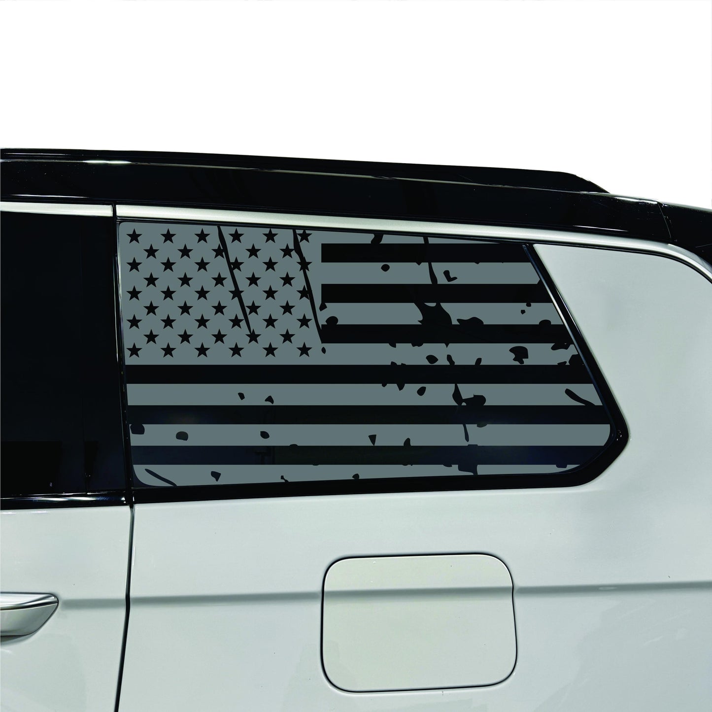 2022-2026 Jeep Grand Cherokee L - Third Row - Window Decal - Matte Black Sticker - Distressed USA Flag