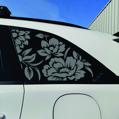 2024-2026 Mazda CX-90 Accessory- Quarter Window Decal - Matte Black Sticker - Floral Flower Design